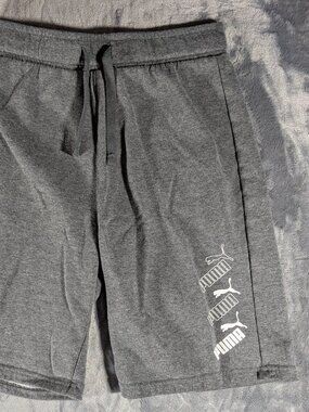 Puma Boys Gray Fleece Athletic Sweatshorts Size L 14/16 Gym Running Casual Short